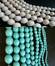 Loose Turquoise & White Howlite Gemstone Beads size 4mm to 22mm Craft Jewellery