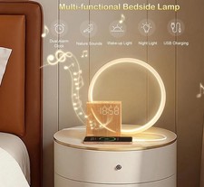 Luxury Night Light Natural Sounds Bedside Art Table Lamp Alarm Clock White Noise