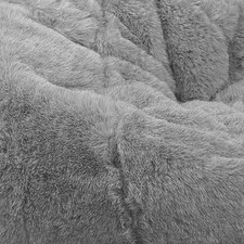 Bean Bag Rucomfy Hygge Faux Fur Chair Grey Soft Plush Fire Retardant 110cm