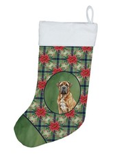 Neapolitan Mastiff Christmas Poinsettas Christmas Stocking WDK8723CS