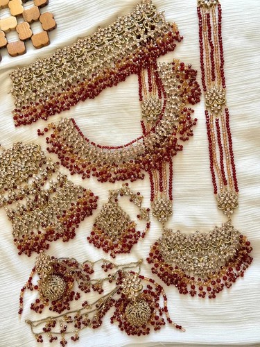 Red bridal jewellery set - red,