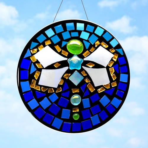 Green dragonfly stained glass - stained,