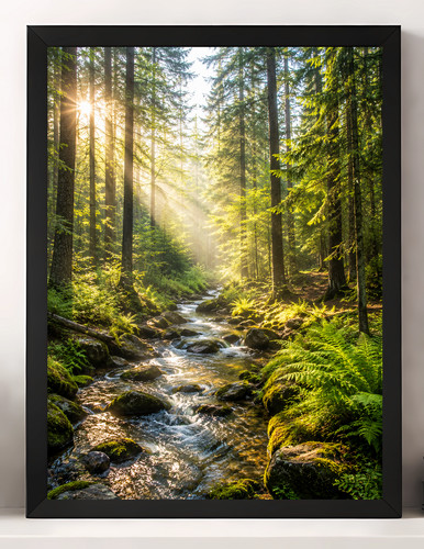 Evergreen woodland print - evergreen,