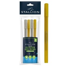 Glitter Gel Pens Gold & Silver Ink Colours 1mm Tip Writing Drawing 4 Pack