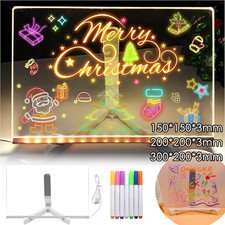 LED Note Board with Colors, Acrylic Dry Erase Board with 7 Pens for Home Office