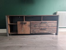 Langsam TV unit Lowboard DARK Grey Concrete And Wood Industrial
