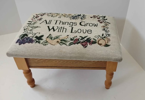 Vintage wood storage footstool - storage,
