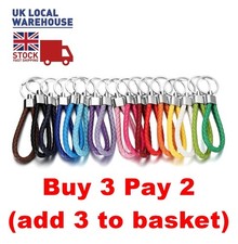 Braided Faux Leather Keyring Keychain Fabric Material Strap Ring Bike Chain Key