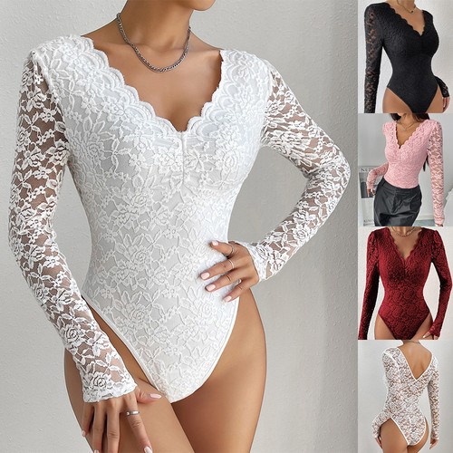 Ladies lace neck bodysuits - ladies,