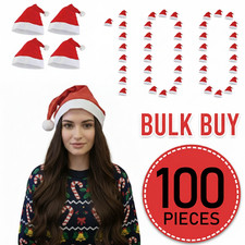 100 PACK Santa Hats Father
