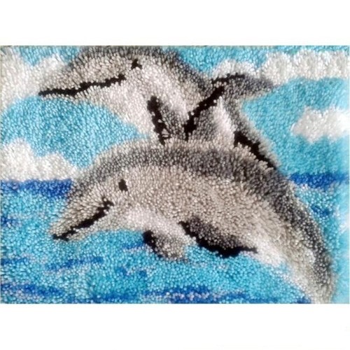 Dolphin mat latch hook rug - mat,