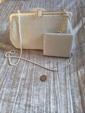 Vintage Cream Mesh Bag With Matching Purse