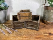 Vintage Rustic Reclaimed Hand Made Wooden Brick Mould Trinket Herb Planter