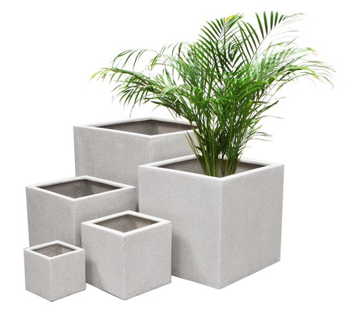 White polystone stone - polystone, planter