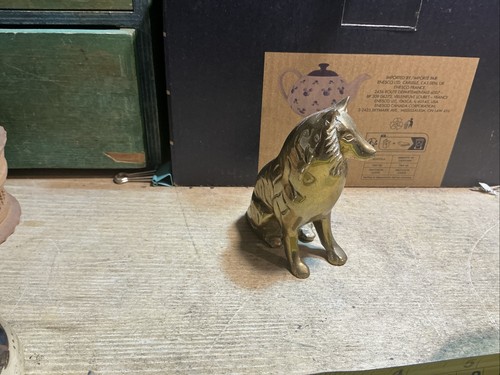 Brass dog figurine ornament - brass,
