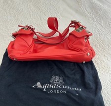 aquascutum small red leather handbag with dust bag vintage 