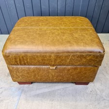 Footstool Tan Leather Storage