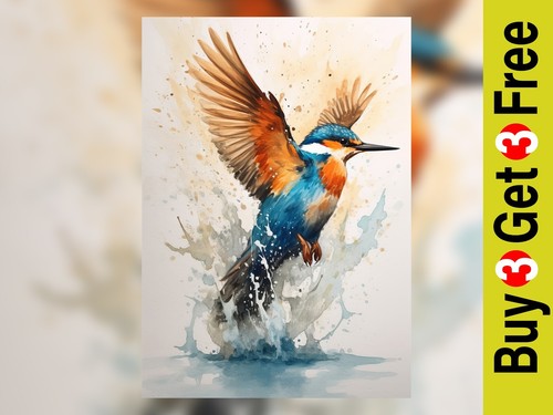 Kingfisher flight x7 - kingfisher, 5"x7"