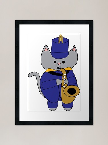 Cat marching band saxophone - cat,