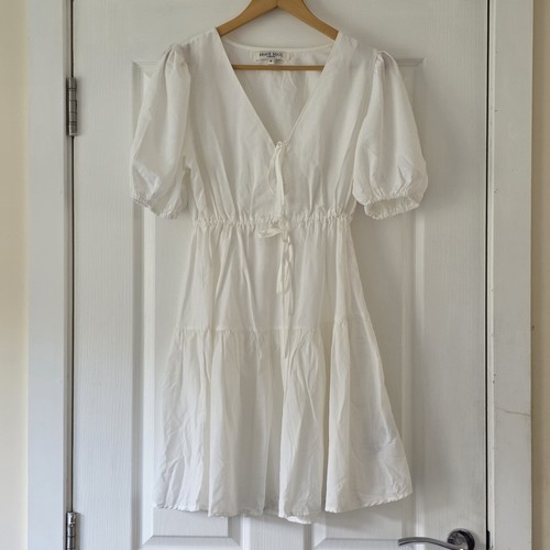 White tiered mini dress womens - tiered,
