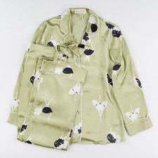 OLIVIA VON HALLE Pure Silk Pyjama Set Shirt Trouser Lila Callisto Small RRP450