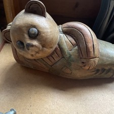 Vintage Hand carved Wooden Teddy bear
