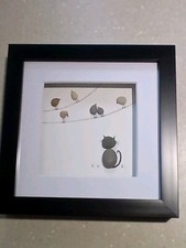 7" x 7" Pebble Cat & Birds On