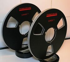 2 X FERROGRAPH LOGIC 7 BLACK VINAL LOOK  METAL HUB REEL TO REEL 10.5" X 1/4"  