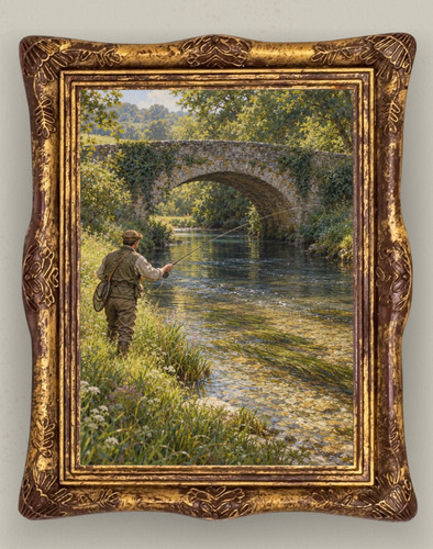 Fly fishing river print - fishing,