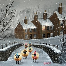 MAL.BURTON ORIGINAL OIL PAINTING. CRAZY SHEEP. NORTHERN ART DIRECT FROM ARTIST.