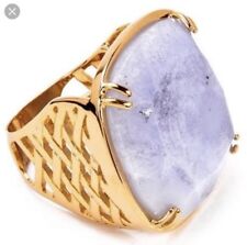 SHEILA FAJL Diva Ring Lacey Agate~Blue Purple/Gold sz 7 NEW in Pouch w/Gift Box