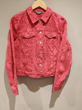 QVC Ruth Langsford Snake Print Denim Style Jacket Pink Size 10 RRP £49
