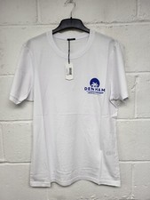 Denham White Nissi Slim Fit T-Shirt With Blue Logo.Mens Size Large. BNWT.PWB