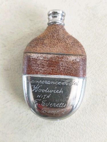 Antique silver plate leather - plate, &