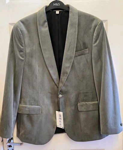 Men green velvet blazer - m&s,