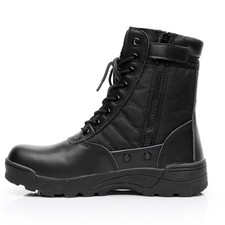 Men's Genuine Leather Army Patrol Combat Boots Tactical Cadet Military Shoes UK