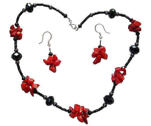 Real red coral - gem,, hematite