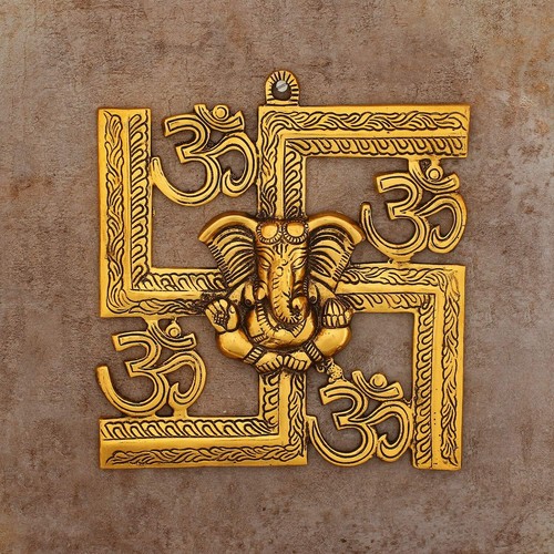 Golden metal ganesha - metal,