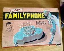 Family Phone Blue Plastic Toy Telephones vintage