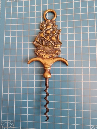 Vintage brass corkscrew - brass,