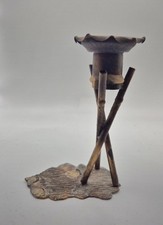 Antique Trench Art? Arts and Crafts? Brass Candlestick Candle Holder 11.5cm High