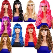 LONG WAVY STYLE FANCY DRESS WIG WITH FRINGE 9 COLOURS AVAILABLE