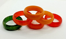 Vintage Marbled Bakelite Colourful Napkin Ring Set - 6 Pieces