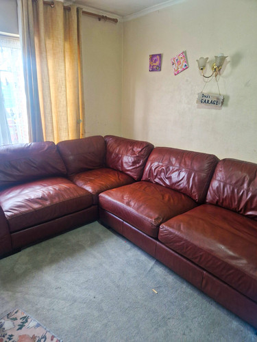 Brown leather corner sofa - brown,