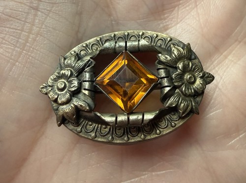 Vtg art deco brass amber - vtg,