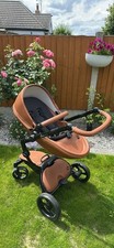 ? Mima Xari Brown Leather Pram – Luxury Stroller in Excellent Condition!
