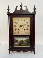 (VT77) American Ephraim Downes pillar & scroll clock