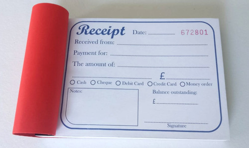 Receipt book triplicate - receipt,