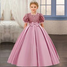 Girls Sequin Pageant Dresses Princess Kids Bridesmaid Wedding Party Prom Gown