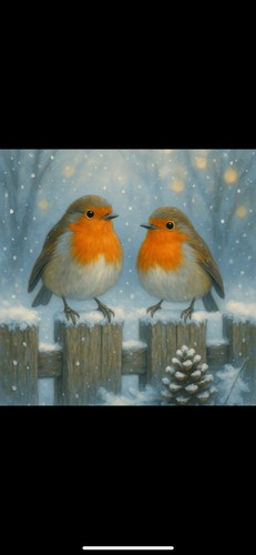 Winter robins art - art, print
